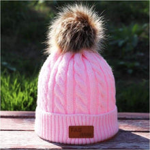 Load image into Gallery viewer, Children's winter knitted hats heavy knit with or without bobble great choice of colours-J and p hats -