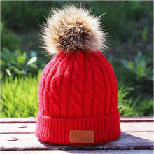 Load image into Gallery viewer, Children's winter knitted hats heavy knit with or without bobble great choice of colours-J and p hats -