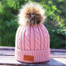 Load image into Gallery viewer, Children's winter knitted hats heavy knit with or without bobble great choice of colours-J and p hats -