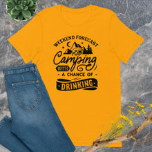 Load image into Gallery viewer, Camping fan t shirt, fun camping t shirt logo | j and p hats