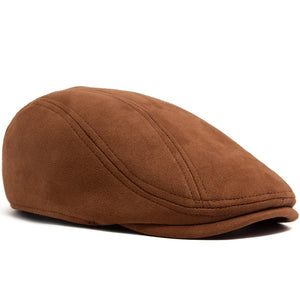 Mens Flat Cap - Winter suede style cap