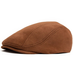 Mens Flat Cap - Winter suede style cap