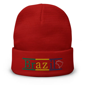 Brazil Gift :Embroidered Brazil Beanie  