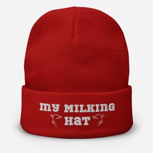 Farmers Gift -Winter Warm, Embroidered Hat for Dairy Farmers 