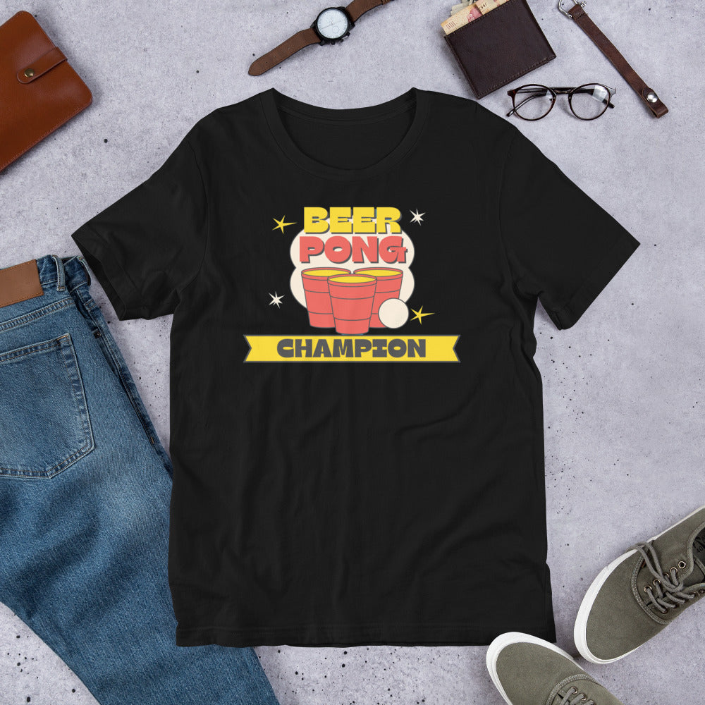 Beer Pong Champion T-Shirt - Drinking Gift 