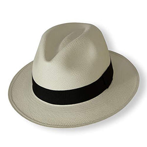 Tumi Latin American Crafts Panama Hat - Rollable - Cream with Black Ribbon 56cm