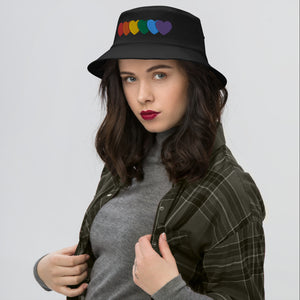 Gay Pride Love Heart Bucket Hat ,old school bucket | j and p hats