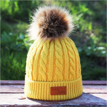 Load image into Gallery viewer, Children&#39;s winter knitted hats heavy knit with or without bobble great choice of colours-J and p hats -