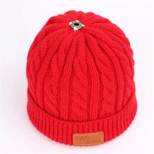 Children's winter knitted hats heavy knit with or without bobble great choice of colours-J and p hats -