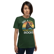 Load image into Gallery viewer, Just a Girl Who Loves  Books - T shirt  - J and P Hats 