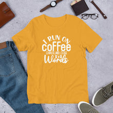 Load image into Gallery viewer, i run on coffee and cuss words Shirt | j and p hats 